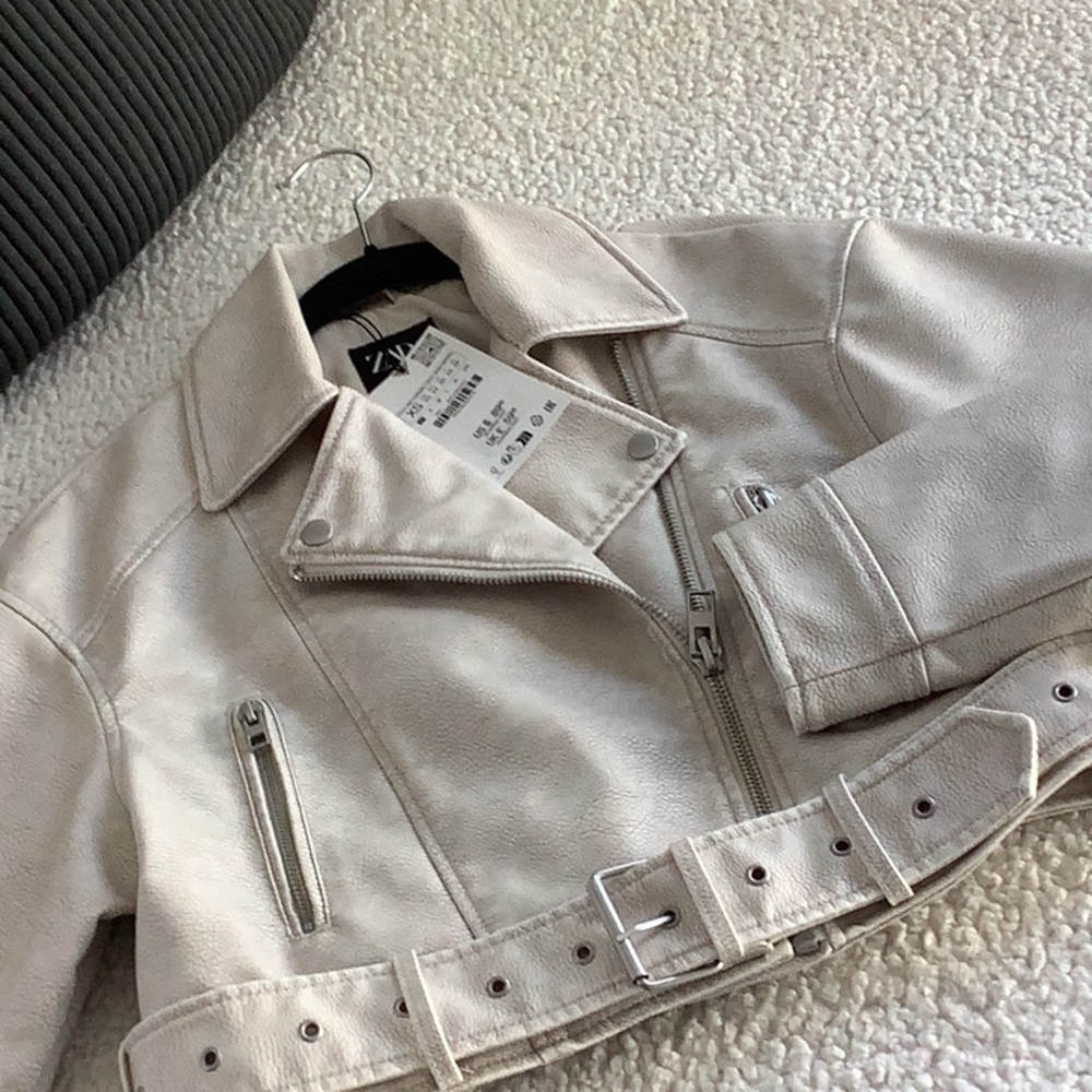 Zara NWT Biker Moto Cropped Jacket XS